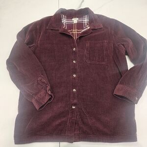 L.L. Bean men's Maroon Corduroy/ Plaid Shirt Jacket